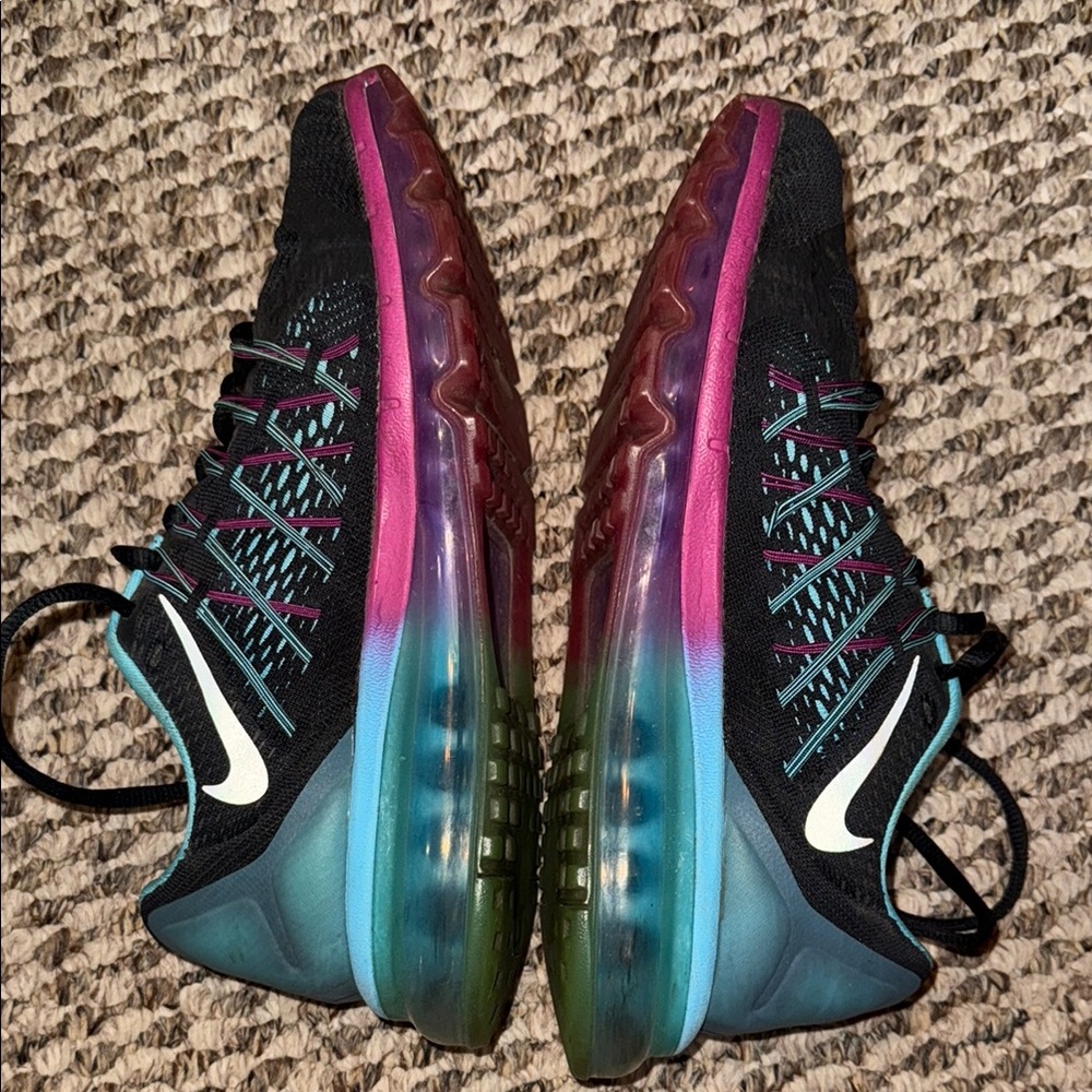 Nike Black and Blue Athletic Shoes with Mesh Exterior
